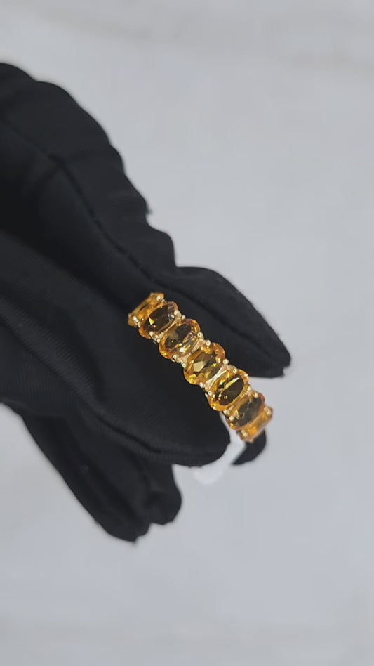 Oval Cut Citrine Eternity Ring (Resizable)